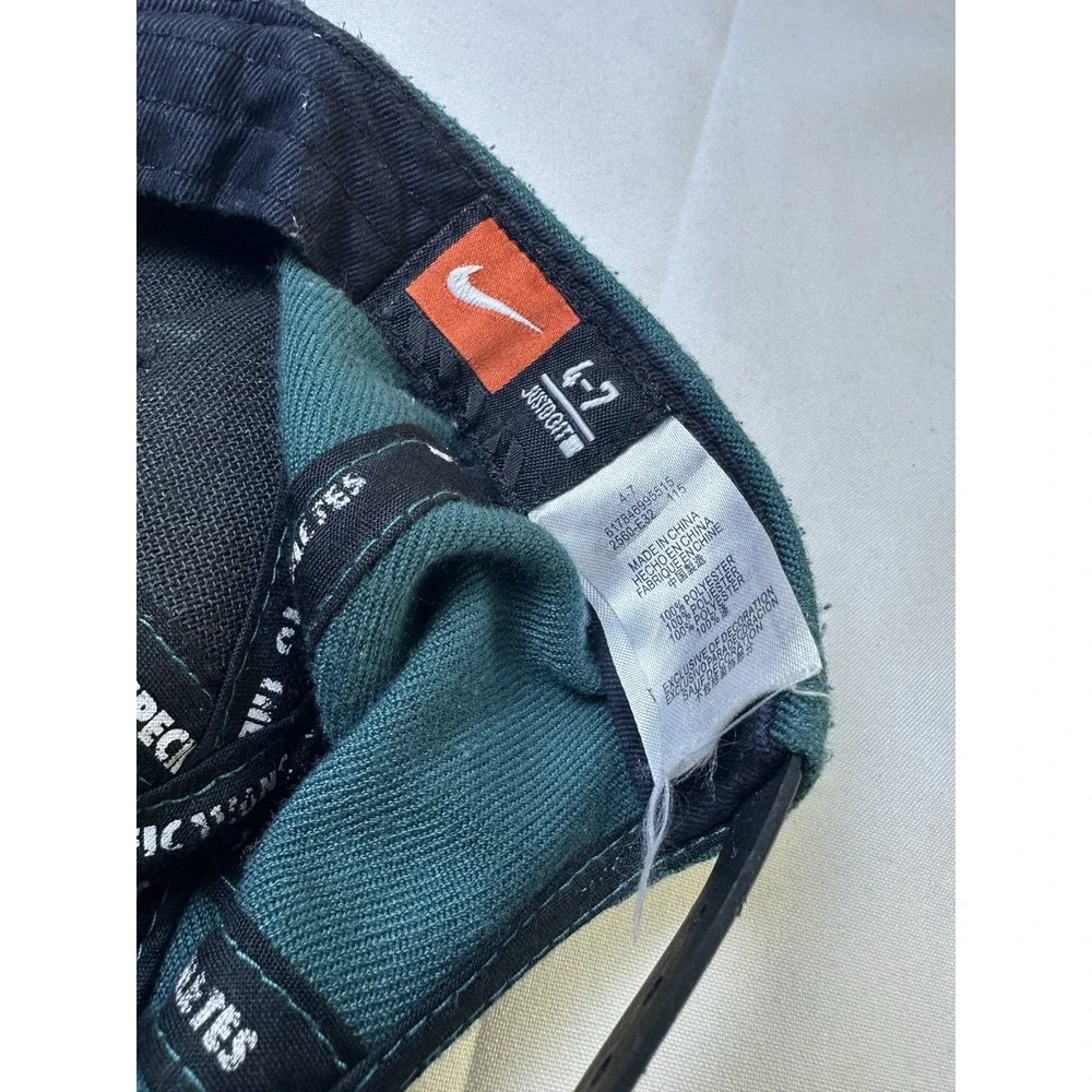 Vintage 90s Kids Nike Spell Out‎ Snapback Hat Cap Green Black Swoosh True 4-7